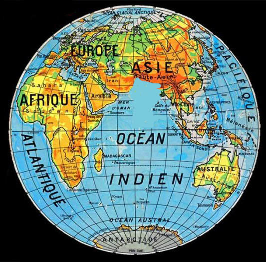 Mappemonde sans l'Inde