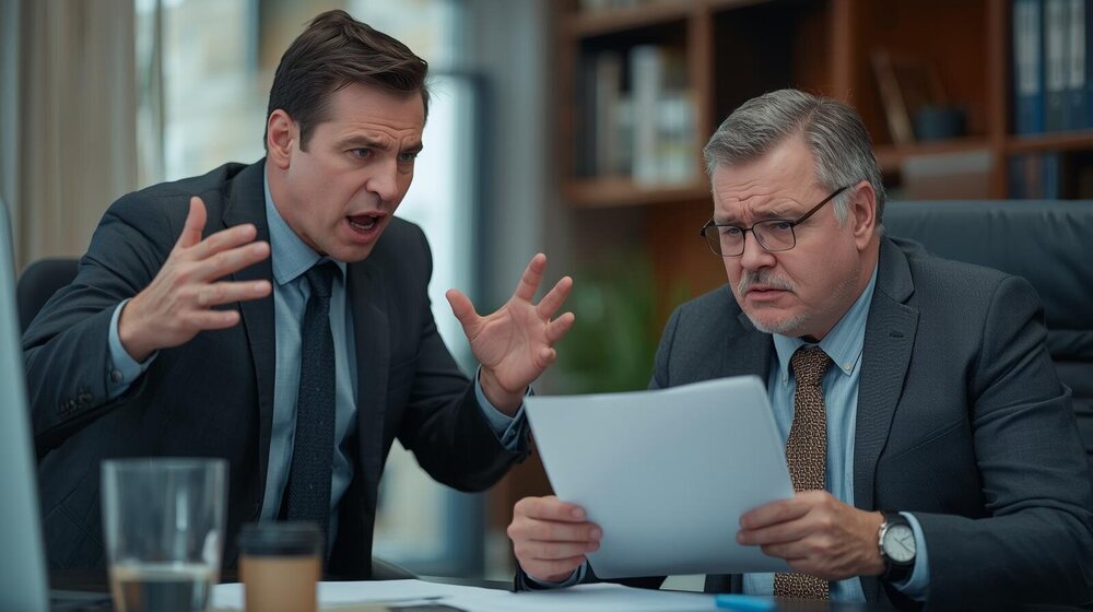 Chef d'entreprise essayant d'expliquer la situation à un ministre qui ne comprends pas le sujet dont il est question. (3).jpg