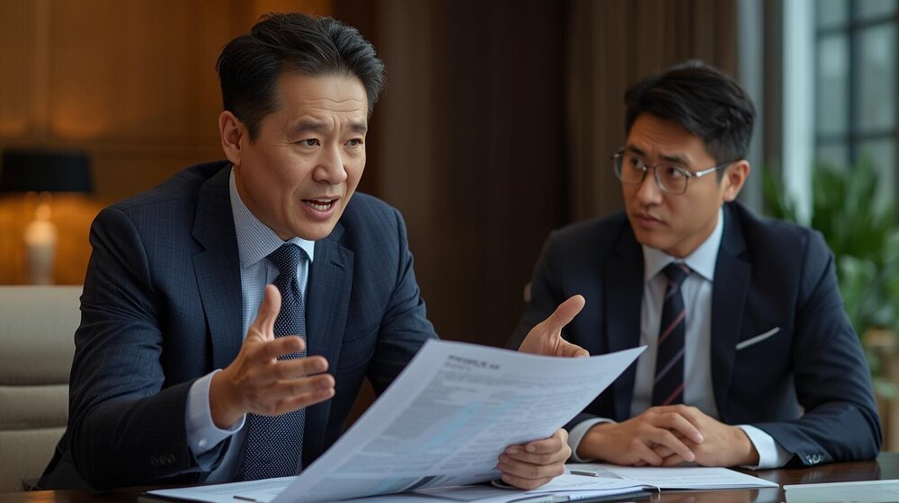 Chef d'entreprise essayant d'expliquer la situation à un ministre qui ne comprends pas le sujet dont il est question. (1).jpg